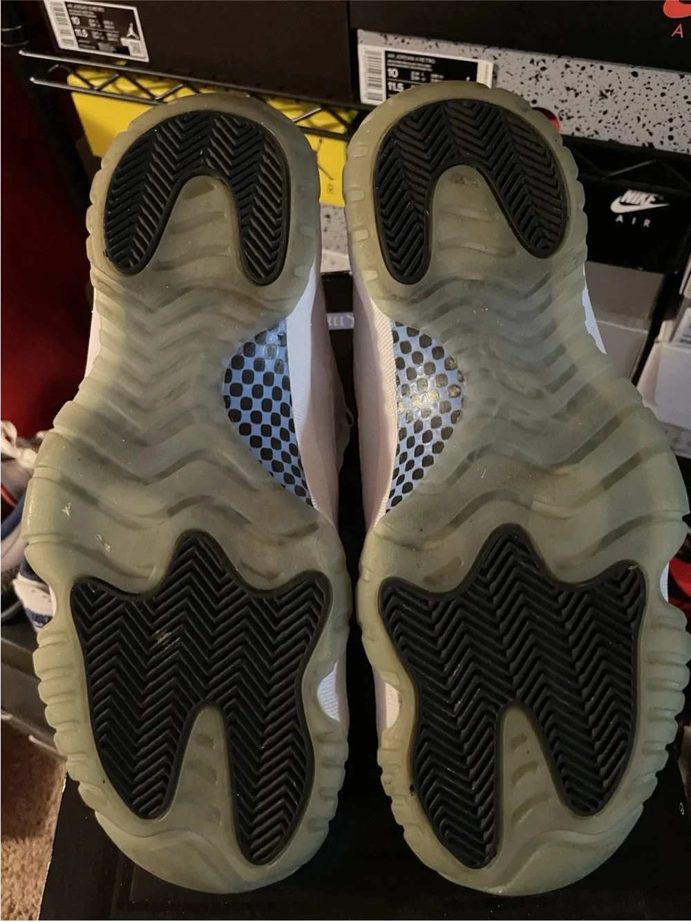 Jordan White and Light Blue High-Top Athletic Sneakers
